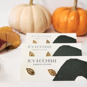 Minimalist gold leaf studs